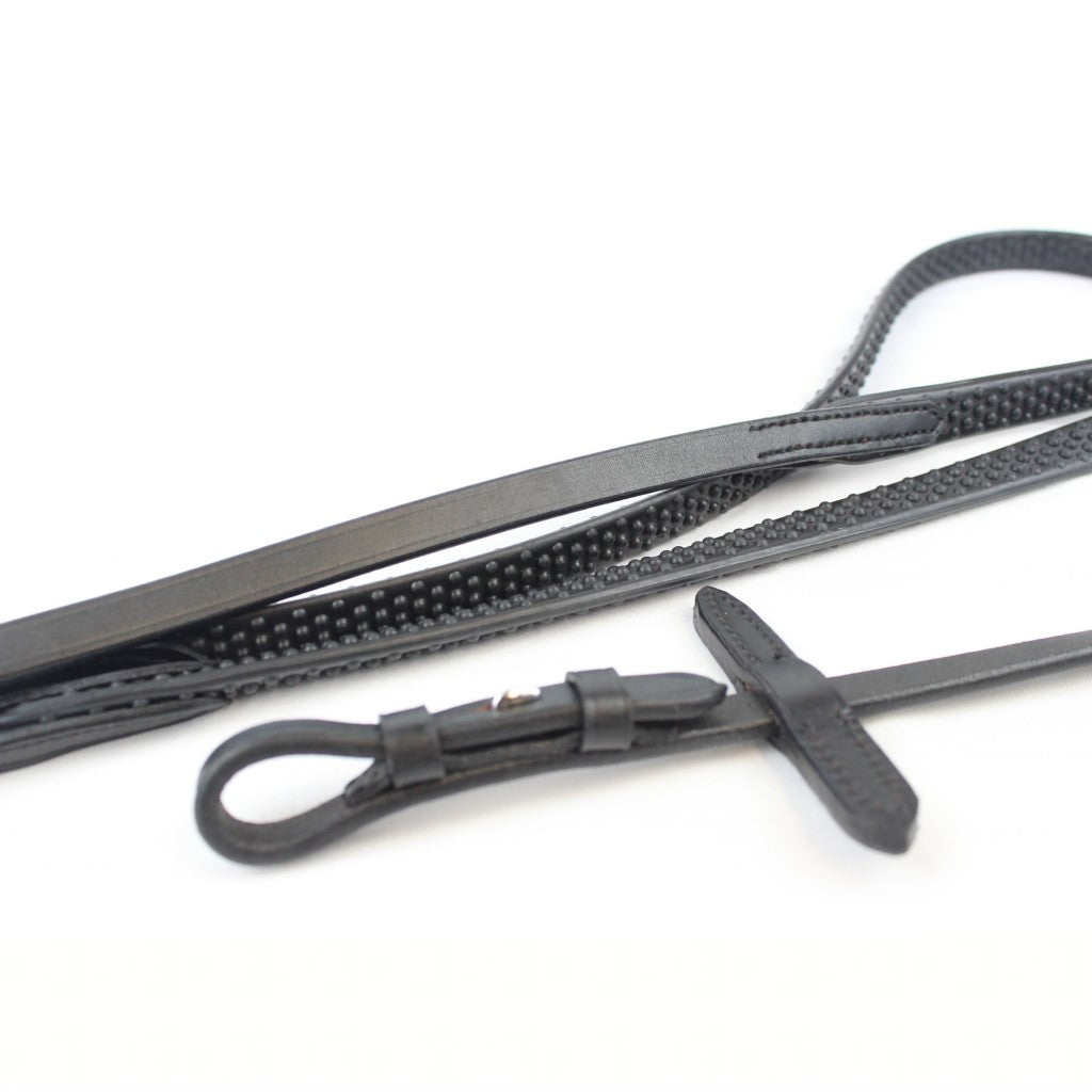 LEATHER FLEXI RUBBER BILLET REINS WITH NYLON CORE