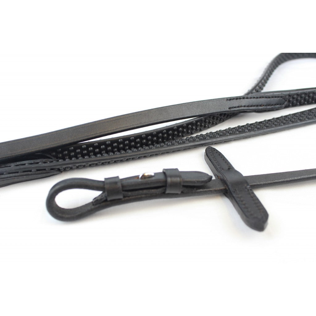 LEATHER FLEXI RUBBER BILLET REINS WITH NYLON CORE