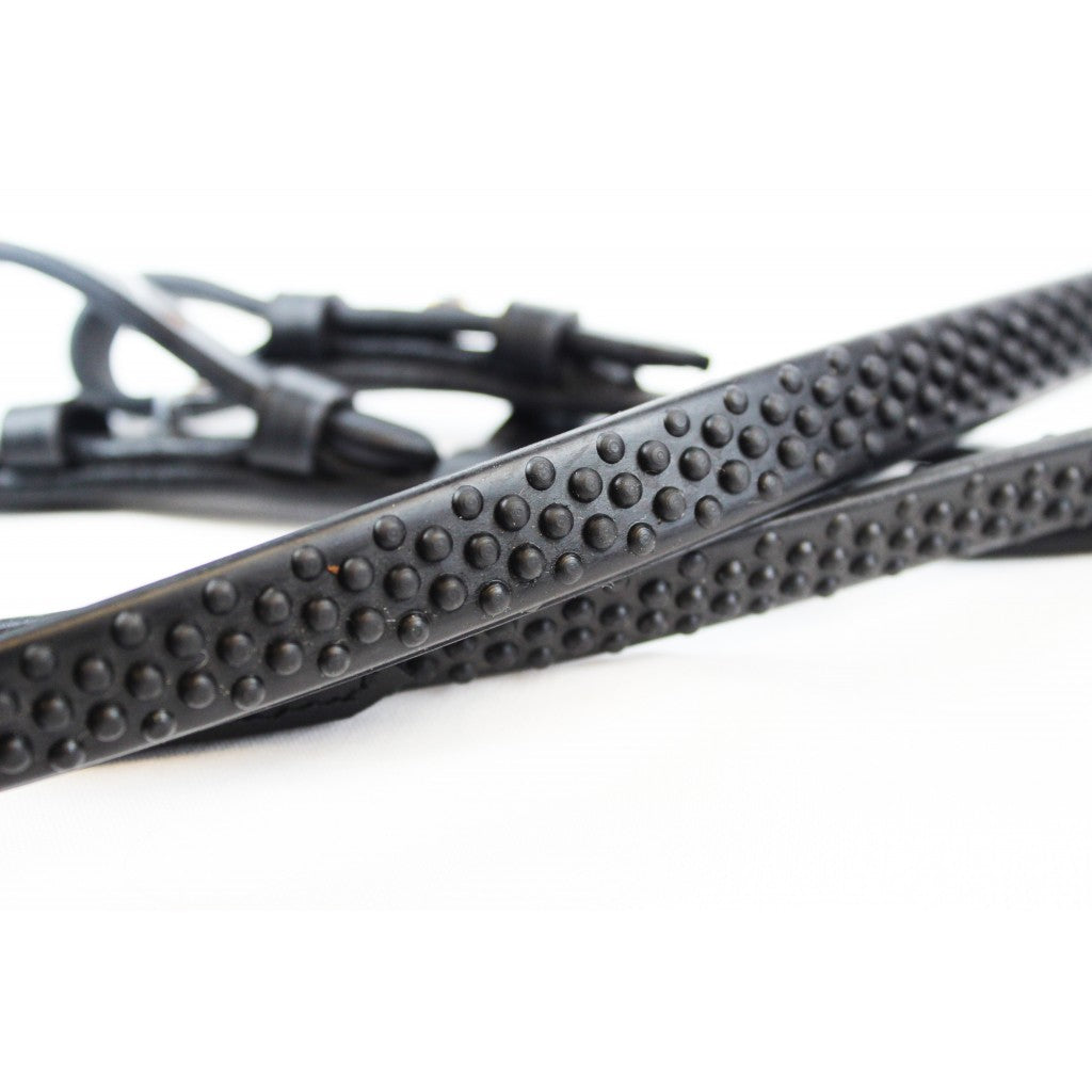 LEATHER FLEXI RUBBER BILLET REINS WITH NYLON CORE