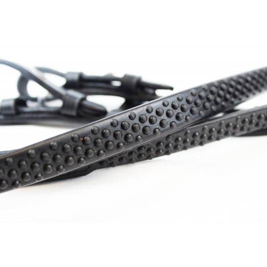 LEATHER FLEXI RUBBER BILLET REINS WITH NYLON CORE