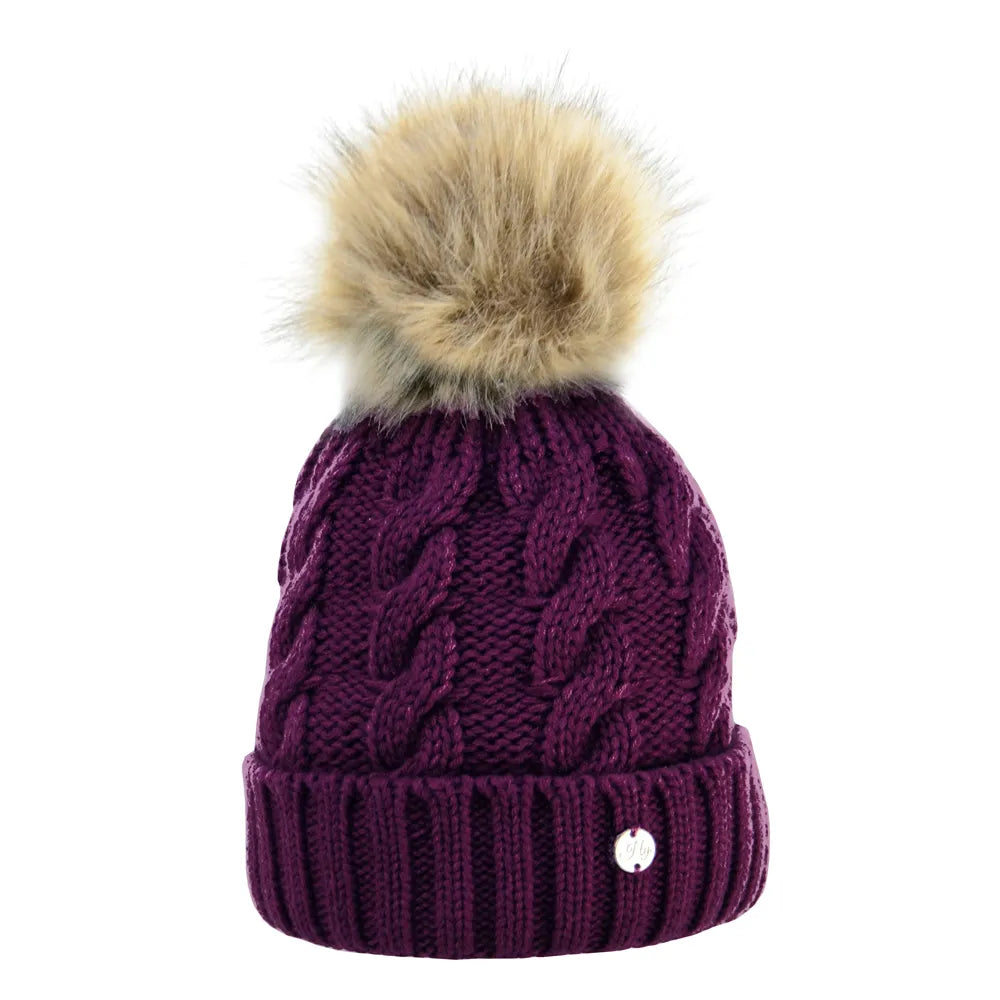 Hy Equestrian Melrose Cable Knit Bobble Hat